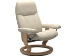 Relaxsessel STRESSLESS "Consul", beige (cream batick), B:85cm H:100cm T:77cm, Leder BATICK: BATICK ist ein leicht korrigiertes, durchgefärbtes und genarbtes Möbelleder, bei dem die meisten Unebenheiten und Spuren in der Regel entfernt wurden.;Leder PALOMA: PALOMA ist ein durchgefärbtes Semianilin-Möbelleder mit natürlicher Narbung.;ROHLEDER Stoff Q2 FARON: Ein fester zuverlässiger Bouclé mit einem