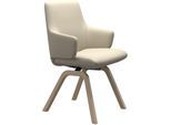 Polsterstuhl STRESSLESS "Laurel", beige (cream batick, walnuss), B:58cm H:92cm T:59cm, Leder BATICK: BATICK ist ein leicht korrigiertes, durchgefärbtes und genarbtes Möbelleder, bei dem die meisten Unebenheiten und Spuren in der Regel entfernt wurden., Stühle, Polsterstuhl, Low Back mit Armlehne, Größe L, mit schräggestellten Beinen in Walnuss