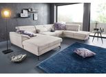 Wohnlandschaft SIT & MORE "Percy U-Form", beige (linen), B:343cm T:235cm, Sofas, Wohnlandschaft, 12 cm Fußhöhe, Sitztiefenverstellung, wahlweise in 2 Fußfarben