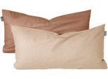 Kissenhüllen SCHIESSER "Doubleface aus weicher Baumwolle mit edlem Melangeeffekt in Wendeoptik", beige (sand), B:40cm L:80cm, Renforcé, Renforcé, Kissenbezüge, Kissenhüllen, Made in Green