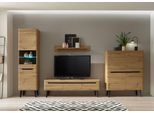 Wohnwand HOME AFFAIRE "Torge, Anbauwand, Schrankwand, Mediawand, Wohnzimmer-Set", beige (eiche artisan dekor, eiche artisan dekor, applikationen schwarz), B:361cm, Kastenmöbel-Sets, Wohnwand