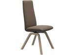 Polsterstuhl STRESSLESS "Laurel", braun (mole batick, eiche natur), B:49cm H:105cm T:60cm, Leder BATICK: BATICK ist ein leicht korrigiertes, durchgefärbtes und genarbtes Möbelleder, bei dem die meisten Unebenheiten und Spuren in der Regel entfernt wurden., Stühle, Polsterstuhl, High Back, Größe M, mit schräggestellten Beinen in Eiche natur