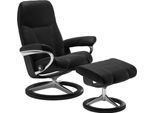 Relaxsessel STRESSLESS "Consul", schwarz (schwarz batick), B:82cm H:102cm T:72cm, Leder BATICK: BATICK ist ein leicht korrigiertes, durchgefärbtes und genarbtes Möbelleder, bei dem die meisten Unebenheiten und Spuren in der Regel entfernt wurden.;Leder PALOMA: PALOMA ist ein durchgefärbtes Semianilin-Möbelleder mit natürlicher Narbung.;ROHLEDER Stoff Q2 FARON: Ein fester zuverlässiger Bouclé mit e