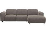 Ecksofa FLEXLUX "Lucera Chaislongue rechts oder links, L-Form, bequem", braun (taupe braun), B:251cm H:73cm T:171cm, 85% Polyester/15%Polyamide, Sofas, Ecksofa, modern & anschmiegsam, Kaltschaum, Stahl-Wellenunterfederung