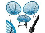tectake® 2 Gartenstühle Santana mit Tisch, Retro-Design im Acapulco-Stil, UV-beständig, Belastbarkeit Stuhl 120 kg