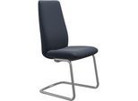 Polsterstuhl STRESSLESS "Laurel", blau (oxford blau paloma, chrom glänzend), B:53cm H:105cm T:60cm, Leder PALOMA: PALOMA ist ein durchgefärbtes Semianilin-Möbelleder mit natürlicher Narbung., Stühle, Polsterstuhl, High Back, Größe L, mit Beinen aus Stahl in Chrom glänzend