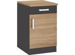 Unterschrank KOCHSTATION "KS-Gera", grau (eiche, anthrazit), B:50cm H:85cm T:60cm, Holzwerkstoff, Schränke, Unterschrank, Breite 50 cm