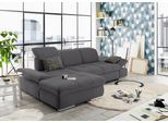 Ecksofa "SO4100 V", grau, B:284cm H:80cm T:190cm, SET ONE BY MUSTERRING, Sofas, Ecksofa, mit verstellbaren Kopfteilen, wahlweise mit Funktionen, Cord-Bezug