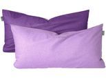 Kissenhüllen SCHIESSER "Doubleface aus weicher Baumwolle mit edlem Melangeeffekt in Wendeoptik", lila, B:40cm L:80cm, Renforcé, Renforcé, Kissenbezüge, Kissenhüllen, Made in Green