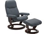 Relaxsessel STRESSLESS "Consul", blau (atlantic blau batick), B:72cm H:94cm T:70cm, Leder BATICK: BATICK ist ein leicht korrigiertes, durchgefärbtes und genarbtes Möbelleder, bei dem die meisten Unebenheiten und Spuren in der Regel entfernt wurden.;Leder PALOMA: PALOMA ist ein durchgefärbtes Semianilin-Möbelleder mit natürlicher Narbung.;ROHLEDER Stoff Q2 FARON: Ein fester zuverlässiger Bouclé mit