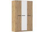 Drehtürenschrank RAUCH "Kleiderschrank Schrank Garderobe Garderobenschrank Stauraumwunder MODI", weiß (eiche artisan, weiß), B:136cm H:210cm T:54cm, Holzwerkstoff, Schränke, Drehtürenschrank, optional mit Spiegel MADE IN GERMANY