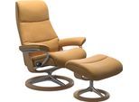 Relaxsessel STRESSLESS "View", gelb (honey paloma), B:82cm H:109cm T:81cm, Leder BATICK: BATICK ist ein leicht korrigiertes, durchgefärbtes und genarbtes Möbelleder, bei dem die meisten Unebenheiten und Spuren in der Regel entfernt wurden.;Leder PALOMA: PALOMA ist ein durchgefärbtes Semianilin-Möbelleder mit natürlicher Narbung.;ROHLEDER Stoff Q2 FARON: Ein fester zuverlässiger Bouclé mit einem st
