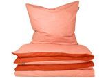 Wendebettwäsche SCHIESSER "Doubleface aus weicher Baumwolle mit edlem Melangeeffekt", orange (terrakotta), B/L: 135cm x 200cm, 1 Stk., 1 Stk., Renforcé, B/L: 80cm x 80cm, 2 Stk., Renforcé, Obermaterial: 100% Baumwolle, Bettwäsche, Wendebettwäsche, ab Größe 135x200 cm erhältlich, Made in Green