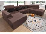 Wohnlandschaft DOMO COLLECTION "BRANDON whlw. mit Sitztiefenverstellung, whlw. Nierenkissen", braun (dunkelbraun), B:359cm H:80cm T:228cm, Kunstleder SOFTLUX;Luxus-Microfaser in Antikleder-Optik (100% Polyester);Luxus-Microfaser (100% Polyester), Sofas, Wohnlandschaft, mit Kopfteilverstellung, wahlweise Sitztiefenverstellung, U-Form