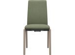 Polsterstuhl STRESSLESS "Laurel", grün (grün dinamica, eiche gekalkt), B:57cm H:92cm T:59cm, Microfaser DINAMICA (88% Polyester, 12% Polyurethan), Stühle, Polsterstuhl, Low Back, Größe M, mit abgerundeten Beinen in Eiche gekalkt