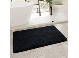 Badematte HOMIE LIVING "Porto Azzurro", schwarz (anthrazit schwarz), H:30mm, Polyester, Badematten, Badematte, Badteppich, uni, rechteckig & rund, waschbar, Badezimmerteppich