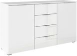 Kombikommode OTTO HOME "Sideboard Kombikommode Schubladenkommode AGORDO mit Glasfront", weiß (alpinweiß, glas kristallweiß), B:120cm H:81cm T:42cm, Holzwerkstoff, Sideboards, Kombikommode, vier große Schubladen, mit insgesamt 4 Einlegeböden MADE IN GERMANY