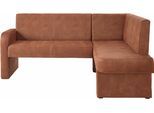 Eckbank HOME AFFAIRE "Umag", braun (cognac), B:190cm H:89cm T:140cm, Holzwerkstoff, Massivholz, Polyester, Sitzbänke, Eckbank, Sitz und Rücken gepolstert, verschiedene Qualitäten