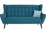 3-Sitzer HOME AFFAIRE "Hemmink", blau (petrol, hellblau), B:197cm H:107cm T:94cm, Samtvelours (100% Polyester);Luxus-Microfaser (100% Polyester);Struktur (94% Polyester, 6% Polyacryl), Sofas, 3-Sitzer, mit Knopfheftung