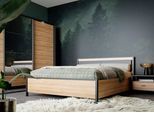 Bettgestell FORTE "High Rock, Belastbar bis 240 KG", braun (schwarz, riviera eiche), B:168,1cm H:98,7cm L:207,1cm, Betten, Bettgestell, Kopfteil inklusive Beleuchtung