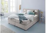 Boxbett HOME AFFAIRE "Luan", grau (stone), B:187cm L:211cm, Komplettbetten, Boxbett, Schubkästen, LED-Beleuchtung und Topper, in Breite 120 cm und 180 cm