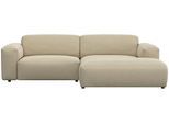 Ecksofa FLEXLUX "Lucera Chaislongue rechts oder links, L-Form, bequem", beige (sandy beige), B:257cm H:73cm T:171cm, 100% Polyester, Sofas, Ecksofa, modern & anschmiegsam, Kaltschaum, Stahl-Wellenunterfederung