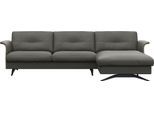 Ecksofa FLEXLUX "Glow, super bequem durch hochwertigem Sitzaufbau mit Federkern, L-Form", grau (warm mineral grau), B:273cm H:81cm T:158cm, 100% Echteder, Sofas, Ecksofa, Modernes skandinavisches Design