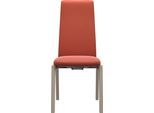 Polsterstuhl STRESSLESS "Laurel", beige (henna batick, eiche gekalkt), B:57cm H:105cm T:60cm, Leder BATICK: BATICK ist ein leicht korrigiertes, durchgefärbtes und genarbtes Möbelleder, bei dem die meisten Unebenheiten und Spuren in der Regel entfernt wurden., Stühle, Polsterstuhl, High Back, Größe M, mit abgerundeten Beinen in Eiche gekalkt