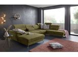 Wohnlandschaft SIT & MORE "Percy U-Form", grün, B:343cm T:235cm, Sofas, Wohnlandschaft, 12 cm Fußhöhe, Sitztiefenverstellung, wahlweise in 2 Fußfarben