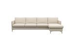 Ecksofa FLEXLUX "Fiore, L-Form, bequem und komfortabel durch hochwertigem Sitzaufbau", weiß (warm weiß), B:280cm H:85cm T:159cm, Sofas, Ecksofa, schmale Armlehnen, Kaltschaum, Füße Alu+ Eiche