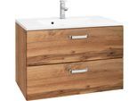 Waschbeckenunterschrank WELLTIME "Ravenna", braun (eichefarben), B:70cm H:56cm T:47cm, Schränke, Waschbeckenunterschrank, Badmöbel, Waschtisch inkl. Waschbecken