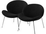 Polsterstuhl KAYOOM "Stuhl Jaden 125 2er-Set, im angesagten Stoff mit dem Kräusel-Effekt", schwarz (schwarz, silber), B:73,5cm H:76cm T:75cm, 100% Polyester-Bouclé, Sperrholz, Schaumstoff Gestell:100% Eisen, Stühle, Polsterstuhl, Ästhetisch minimalistisches Design, Bouclé Stoff, breites Sitzen