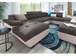 Wohnlandschaft COTTA "Speedway U-Form", sand, schoko, B:332cm H:79cm T:102cm, Kunstleder SOFTLUX / Luxus-Microfaser (100% Polyester);Flachgewebe (100% Polyester) / Struktur fein ( 100% Polyester);Kunstleder SOFTLUX / Struktur (100% Polyester), Sofas, Wohnlandschaft, mit Kopfteilverstellung, wahlweise mit Bettfunktion & Bettkasten