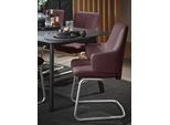 Polsterstuhl STRESSLESS "Laurel", rot (bordeaux batick, chrom glänzend), B:58cm H:92cm T:60cm, Leder BATICK: BATICK ist ein leicht korrigiertes, durchgefärbtes und genarbtes Möbelleder, bei dem die meisten Unebenheiten und Spuren in der Regel entfernt wurden., Stühle, Polsterstuhl, Low Back mit Armlehne, Größe L, mit Beinen aus Stahl in Chrom glänzend