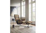 Relaxsessel STRESSLESS "Mayfair", braun (almond paloma), B:83cm H:102cm T:74cm, Leder PALOMA: PALOMA ist ein durchgefärbtes Semianilin-Möbelleder mit natürlicher Narbung., Sessel, Relaxsessel, mit Cross Base, Größe S, M & L, Holzakzent Schwarz