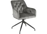 4-Fußstuhl "Yonkers", schwarz (grau, schwarz, grau), B:60,5cm H:85cm T:64,5cm, Polyester, SET ONE BY MUSTERRING, Stühle, 4-Fußstuhl, mit Stativgestell, praktische Auto-Return und Wippfunktion