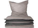 Wendebettwäsche SCHIESSER "Doubleface aus weicher Baumwolle mit edlem Melangeeffekt", grau (taupe, schwarz), B/L: 135cm x 200cm, 1 Stk., 1 Stk., Feinbiber, B/L: 80cm x 80cm, 2 Stk., Feinbiber, Obermaterial: 100% Baumwolle, Bettwäsche, Wendebettwäsche, ab Größe 135x200 cm erhältlich, Made in Green