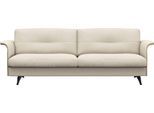 3-Sitzer FLEXLUX "Glow Designsofa, bequem und komfortabel durch hochwertigen Sitzaufbau", weiß (warm weiß), B:224cm H:81cm T:91cm, 100% Echteder, Sofas, 3-Sitzer, Skandinavisches Design, In hochwertiger Verarbeitung