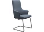 Polsterstuhl STRESSLESS "Laurel", blau (sparrow blau paloma, chrom matt), B:58cm H:105cm T:60cm, Leder PALOMA: PALOMA ist ein durchgefärbtes Semianilin-Möbelleder mit natürlicher Narbung., Stühle, Polsterstuhl, High Back mit Armlehne, Größe L, mit Beinen aus Stahl in Chrom matt