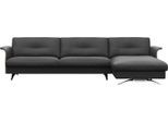Ecksofa FLEXLUX "Glow Designsofa, bequem und komfortabel durch hochwertigen Sitzaufbau", schwarz (deep schwarz), B:305cm H:81cm T:158cm, 100% Echteder, Sofas, Ecksofa, L-Form, Modernes skandinavisches Design
