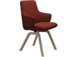 Polsterstuhl STRESSLESS "Laurel", rot (rot dinamica, walnuss), B:58cm H:92cm T:59cm, Microfaser DINAMICA (88% Polyester, 12% Polyurethan), Stühle, Polsterstuhl, Low Back mit Armlehne, Größe L, mit schräggestellten Beinen in Walnuss