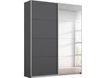 Schwebetürenschrank OTTO HOME "Kleiderschrank Schrank Garderobe Schlafzimmerschrank THANOS", grau (graumetallic mit spiegel), B:136cm H:210cm T:62cm, Holzwerkstoff, Schränke, Schwebetürenschrank, Optional mit Spiegel, Metall-Griffleisten alufarben MADE IN GERMANY