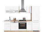 Küchenzeile KOCHSTATION "KS-Eton", weiß (küche: weiß, korpus: eichefarben, arbeitsplatte: eichefarben), B:270cm T:60cm, Komplettküchen-Sets, Küchenzeile, ohne E-Geräte, Breite 270 cm