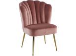 Esszimmerstuhl KAYOOM "Stuhl Pippa, Rückenlehne im Retro-Stil, ausgefallene Rückenlehne", rosa (altrosa), B:67cm H:87cm T:70cm, Polyester, Stühle, Esszimmerstuhl, samtweicher Bezug, Eye-Catcher im Raum, ausgefallene Rückenlehne