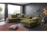 Wohnlandschaft SIT & MORE "Percy U-Form", grün, B:343cm T:235cm, Sofas, Wohnlandschaft, 12 cm Fußhöhe, Sitztiefenverstellung, wahlweise in 2 Fußfarben