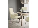Polsterstuhl STRESSLESS "Laurel", beige (vanilla paloma, chrom matt), B:58cm H:105cm T:60cm, Leder PALOMA: PALOMA ist ein durchgefärbtes Semianilin-Möbelleder mit natürlicher Narbung., Stühle, Polsterstuhl, High Back mit Armlehne, Größe L, mit Beinen aus Stahl in Chrom matt