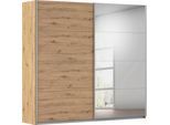 Schwebetürenschrank OTTO HOME "Kleiderschrank Schrank Garderobe Schlafzimmerschrank THANOS", braun (eiche artisan mit spiegel), B:226cm H:210cm T:62cm, Holzwerkstoff, Schränke, Schwebetürenschrank, Optional mit Spiegel, Metall-Griffleisten alufarben MADE IN GERMANY