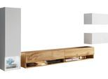 Wohnwand HOME AFFAIRE "Amadeo", weiß (weiß, votan eichefarben), B:290cm H:130cm T:31cm, Kastenmöbel-Sets, Wohnwand