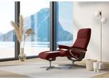 Relaxsessel STRESSLESS "View", rot (cherry paloma), B:78cm H:108cm T:78cm, Leder PALOMA: PALOMA ist ein durchgefärbtes Semianilin-Möbelleder mit natürlicher Narbung., Sessel, Relaxsessel, mit Hocker, mit Cross Base, Größe S, M & L, Holzakzent Wenge