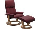 Relaxsessel STRESSLESS "Admiral", rot (bordeaux batick), B:87cm H:101cm T:78cm, Leder BATICK: BATICK ist ein leicht korrigiertes, durchgefärbtes und genarbtes Möbelleder, bei dem die meisten Unebenheiten und Spuren in der Regel entfernt wurden., Sessel, Relaxsessel, mit Classic Base, Größe M & L, Gestell Eiche
